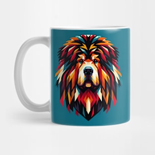 Colorful Tibetan Mastiff: Geometric Canine Mosaic Mug